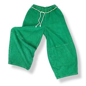 Free People Wide-Leg Green Pants for Women, M